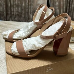 Christian Louboutin patent Miss Sabina nude sandals.